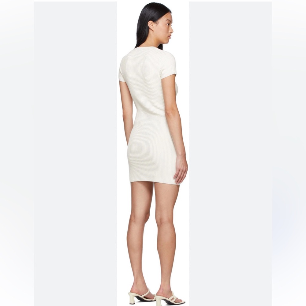 Anine Bing White Skylar Mini Ribbed Short Sleeve Sweater Dress Medium - Picture 2 of 7